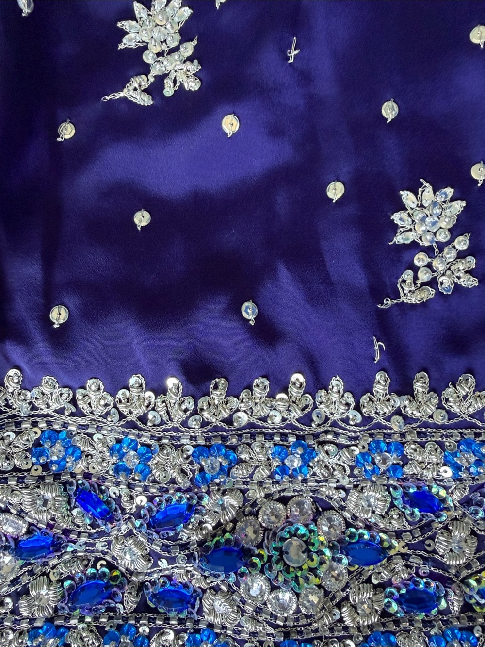 Navy Crepe Salwar Kameez - Heavy Work - Picture 9 of 10